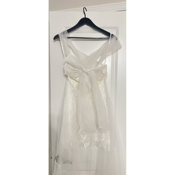 FOR LOVE & LEMONS Lace Mini Dress with Tulle Overlay in White Size Small NWT - Picture 7 of 11
